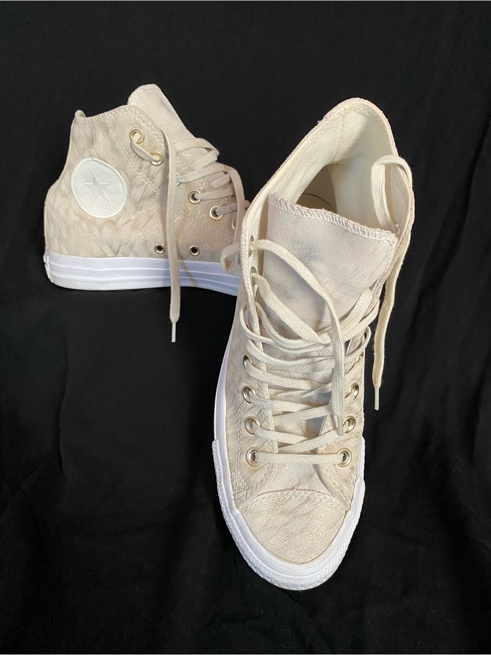 Converse All Star Hi Metallic Shimmer Buff Leather Women's 8.5 (557937C)